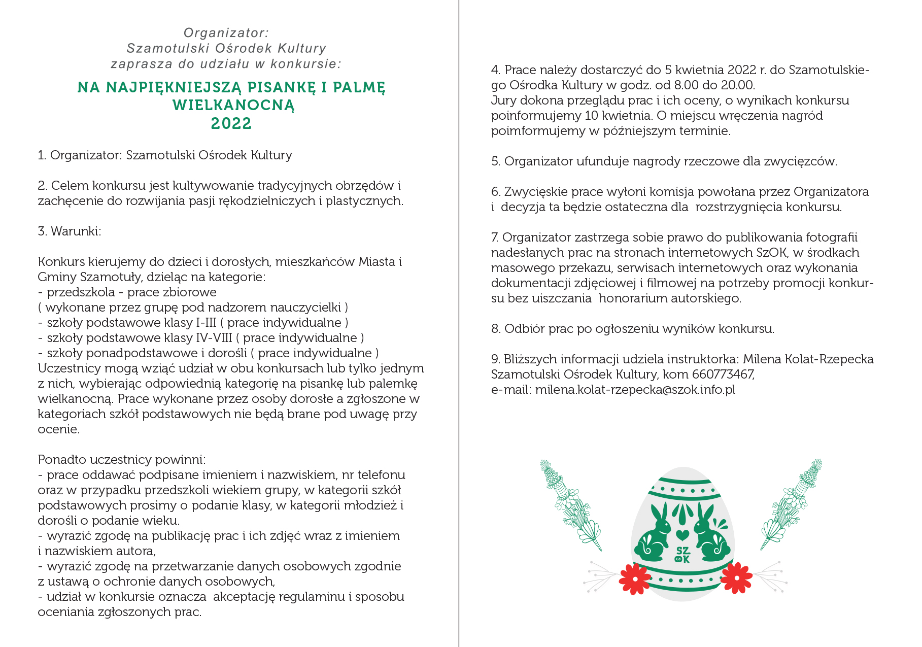 Konkurs na palmę i pisankę 2022